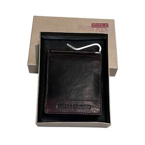Spikes & Sparrow Mens Premium Leather Card Wallet W/Money Clip & Coin Pocket - R